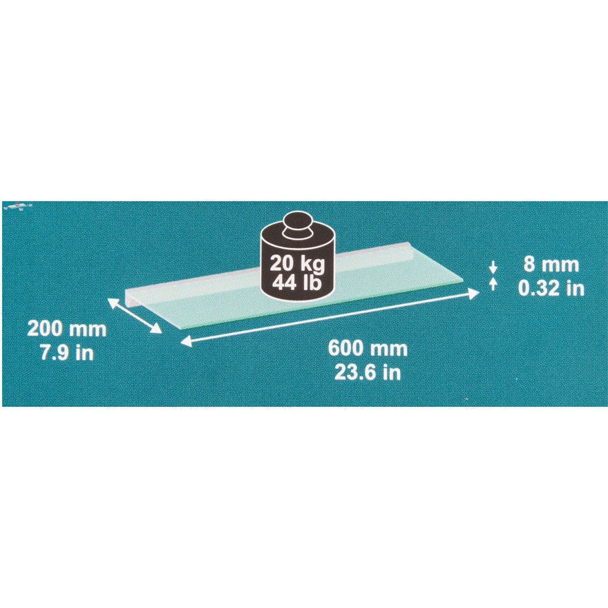 Led Glass Shelf Set W 60 x D 20 x H 0.8 cm clear/silver