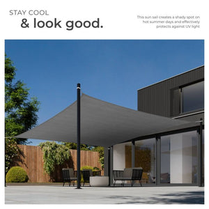 Tectake Shade Sail, Grey, 5.4 x 5.4 m
