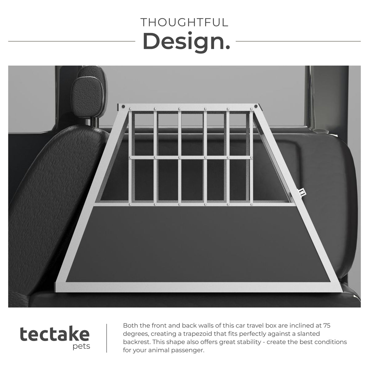 Dog Crate - aluminium, angled back wall, lockable, 66 x 90 x 69.5 cm
