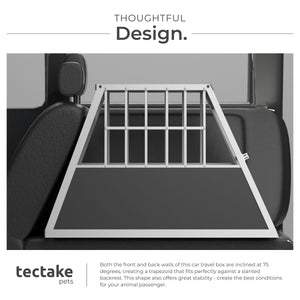 Dog Crate - aluminium, angled back wall, lockable, 66 x 90 x 69.5 cm