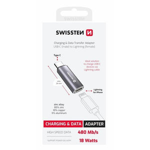 Swissten Lightning Female /USB-C Male Adapter