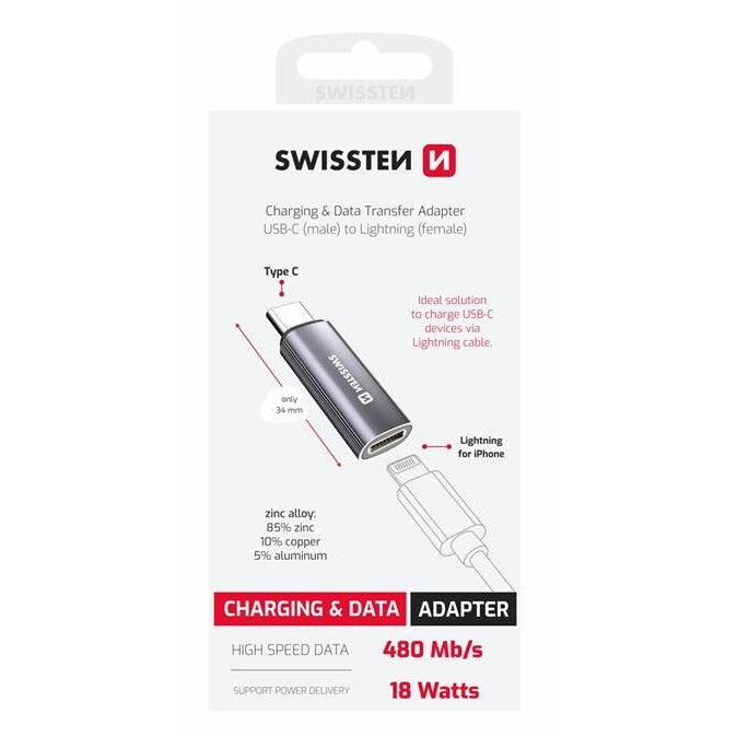 Swissten Lightning Female /USB-C Male Adapter