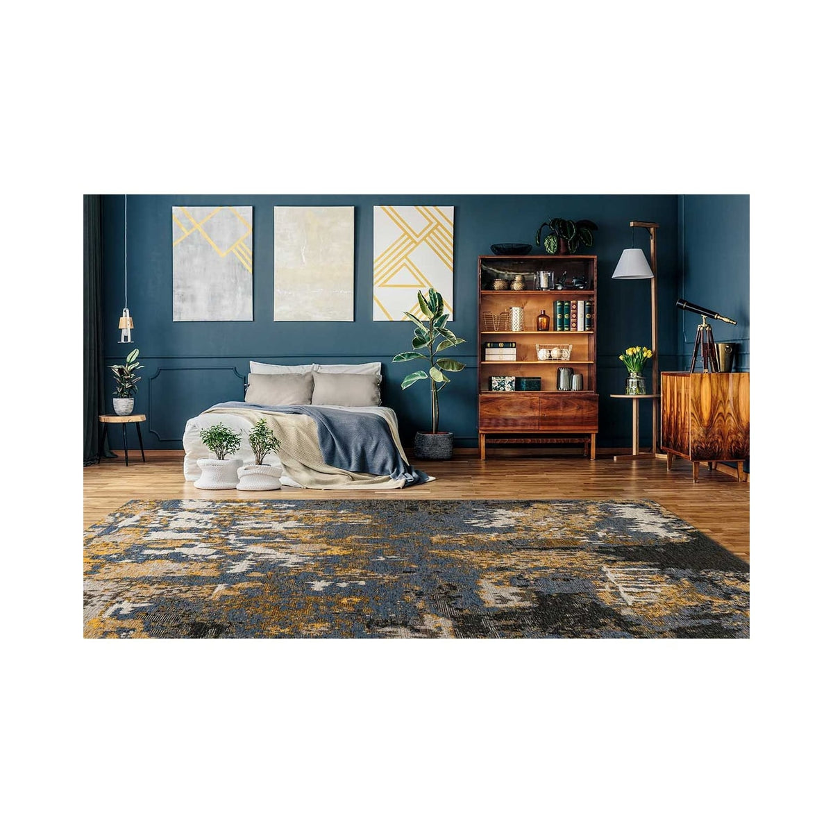 Kayoom Printed Woven Indoor Rug, Blue, Grey