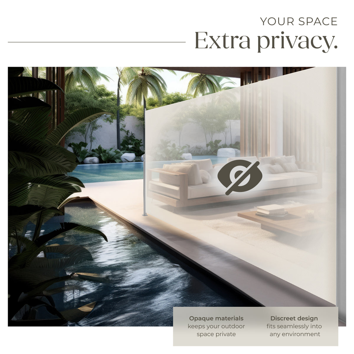 Garden Privacy Screen with retractable side awning and aluminium casing