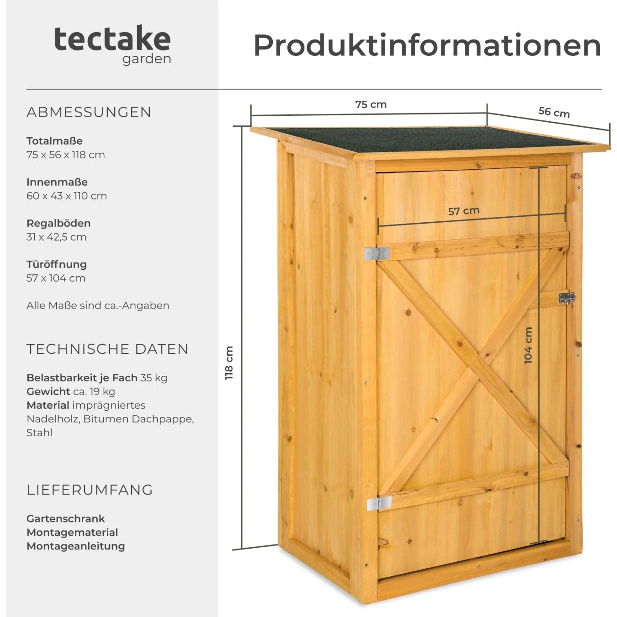 Tectake Taman Flat Roof Garden Shed