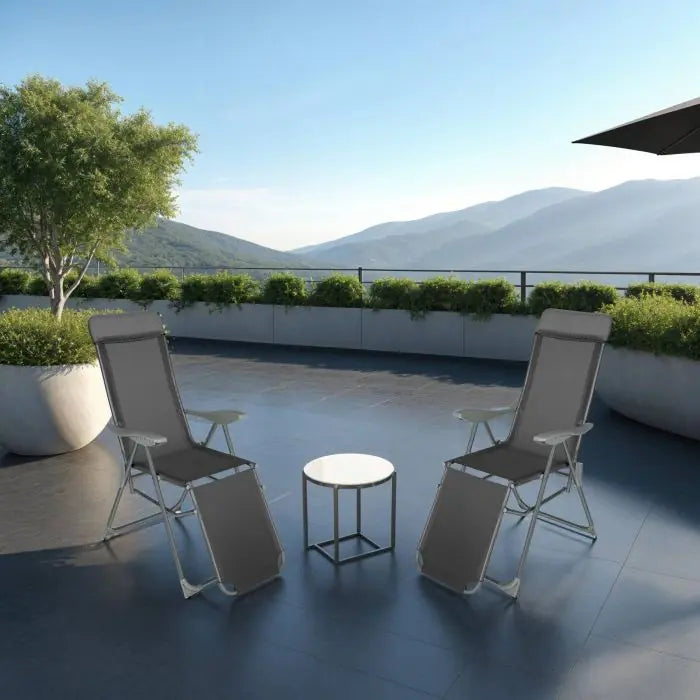 Tectake 2-Pack of Jana Aluminum Garden Chairs, Anthracite