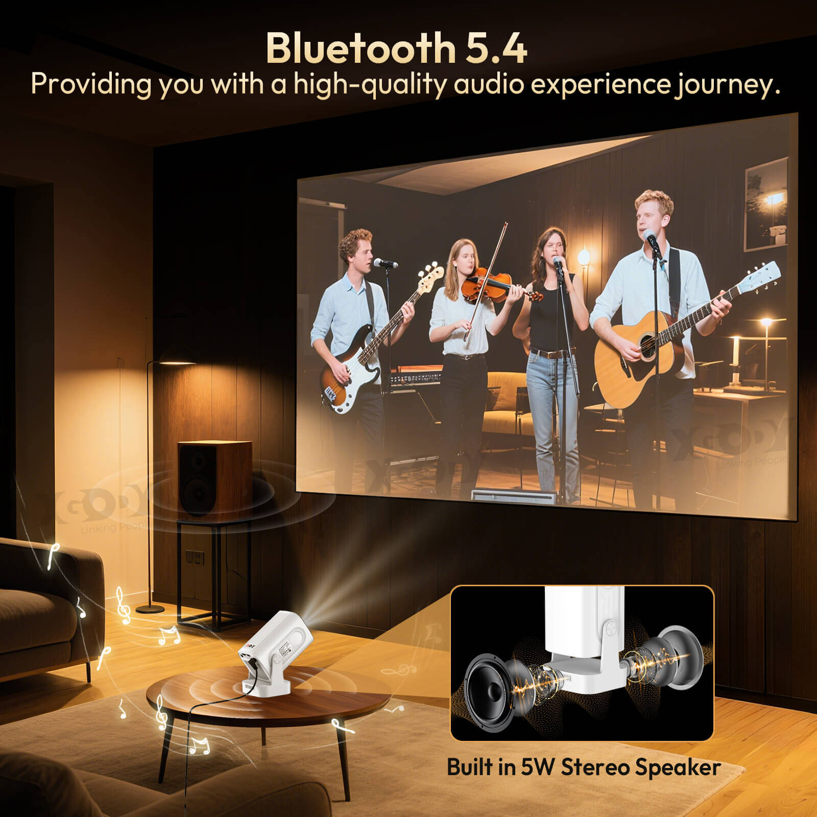 Gimbal 5 PRO Portable Projector Android 14.0, Native 1080P