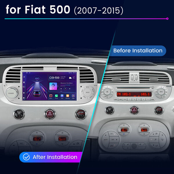 7-inch Android Multimedia CarPlay Radio for Fiat 500 2007-2015 , White