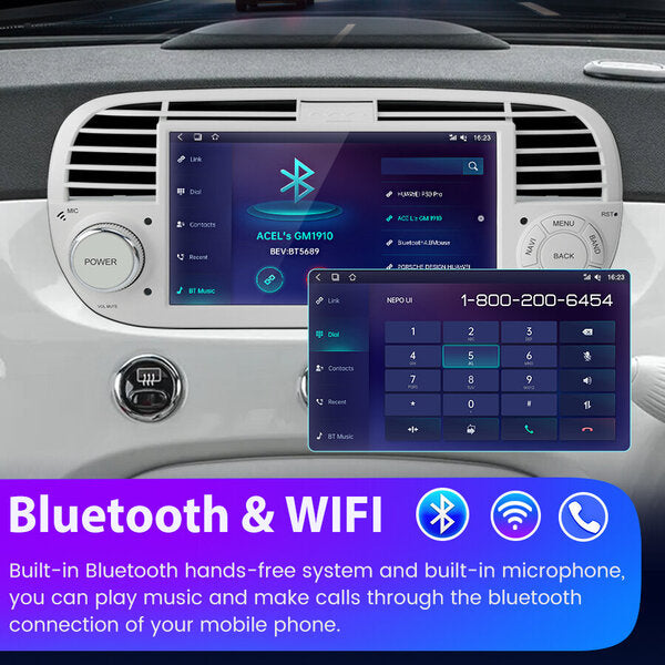 7-inch Android Multimedia CarPlay Radio for Fiat 500 2007-2015 , White
