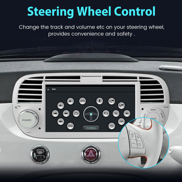 7-inch Android Multimedia CarPlay Radio for Fiat 500 2007-2015 , White