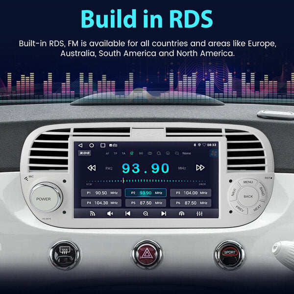 7-inch Android Multimedia CarPlay Radio for Fiat 500 2007-2015 , White