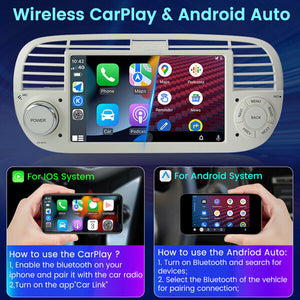 7-inch Android Multimedia CarPlay Radio for Fiat 500 2007-2015 , White