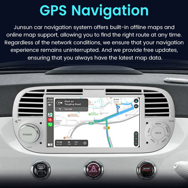 7-inch Android Multimedia CarPlay Radio for Fiat 500 2007-2015 , White
