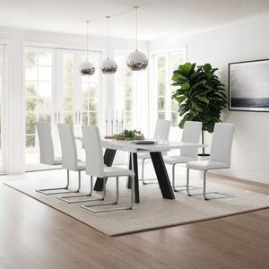 Dining Chairs - cantilevered, high backrest, flat steel frame