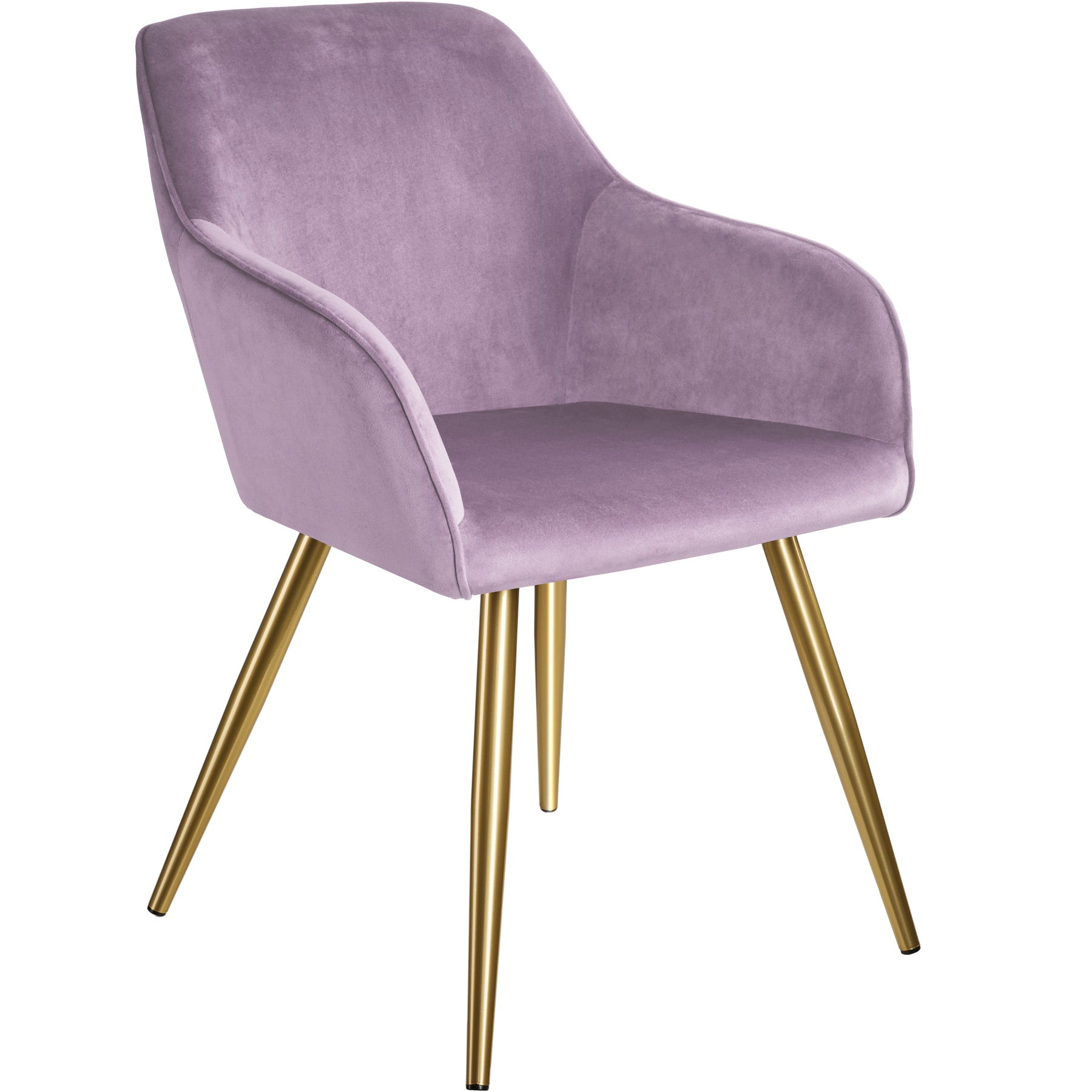 Chair Marilyn - with armrests, padded, velvet look, golden steel legs