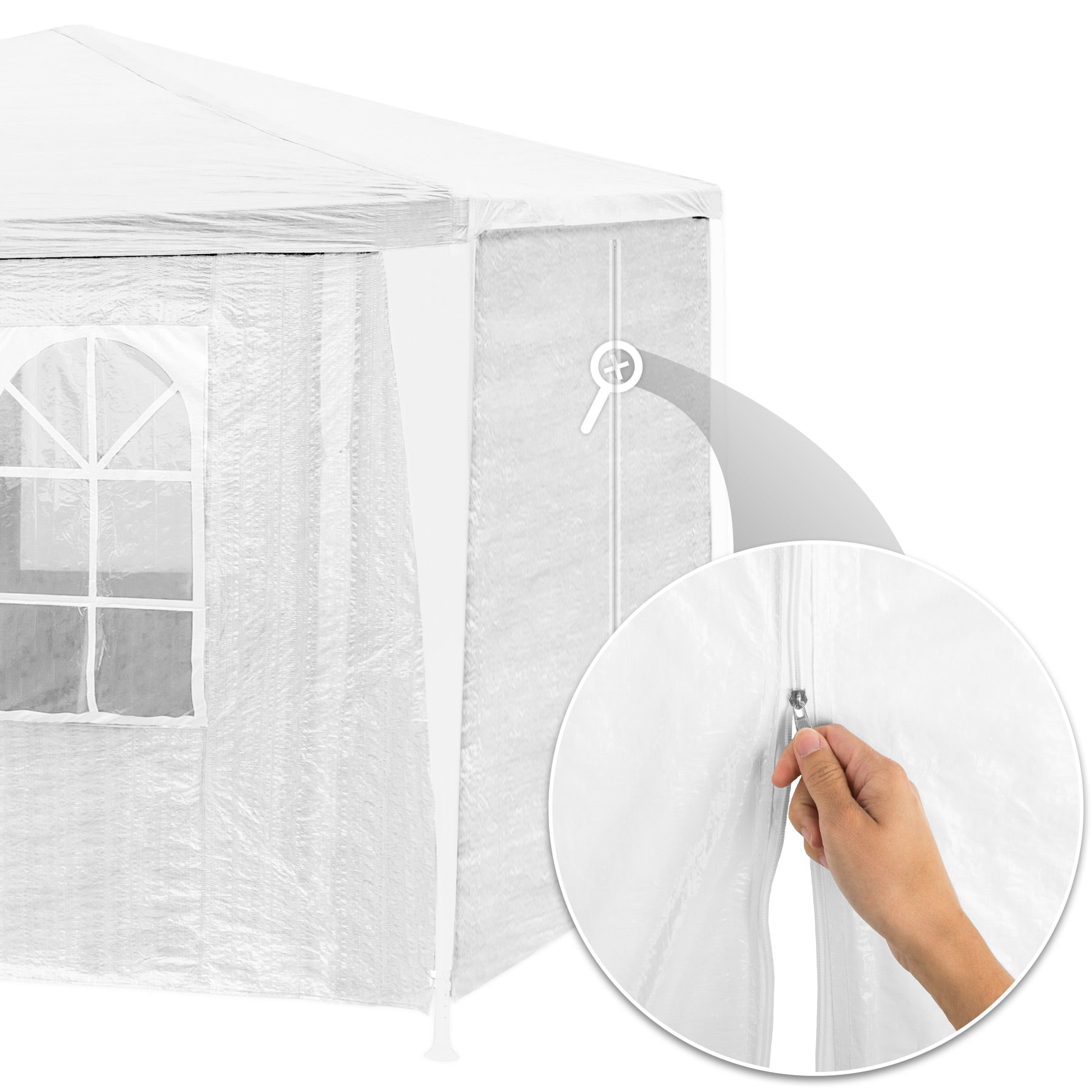 9x3 party tent Party Tent with 8 Side Panels 9x3 m, White – Renow