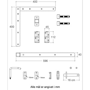 Adjustable Door Fitting for Single and Double Garden Doors, Silver