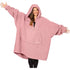 The Comfy Teddy Bear Quarter Zip Wearable Blanket Hoodie, Blush