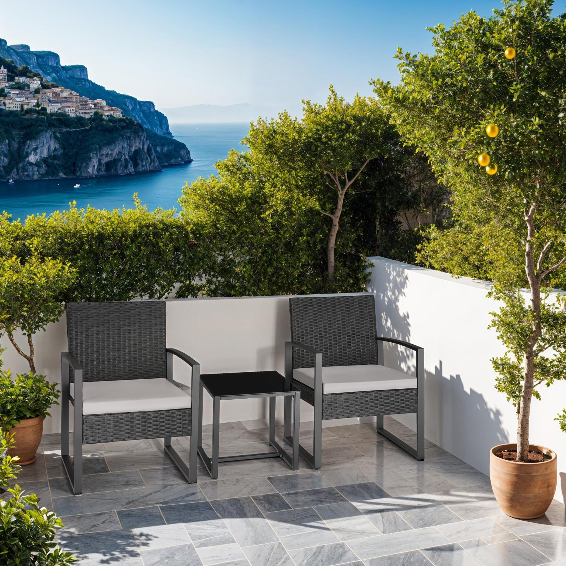 Garden Table & Chairs Granada - 2 armchairs, coffee table, bistro set