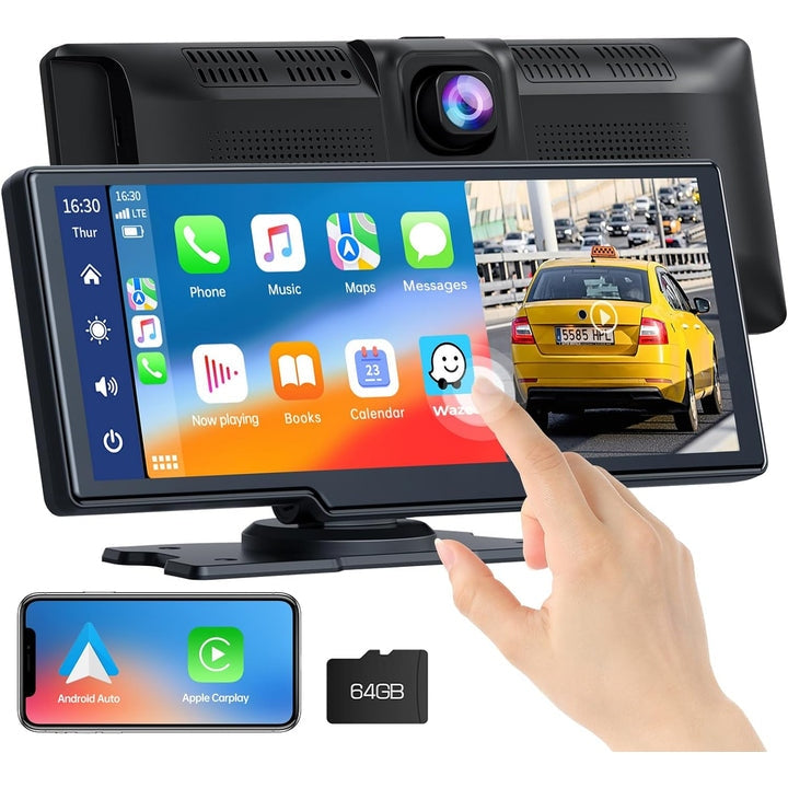 Toguard Car Stereo Touchscreen With Dashcam, Black