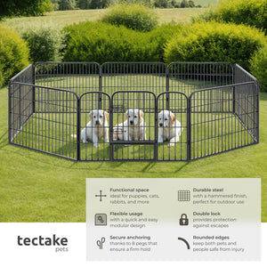 Dog Pen - 8 sections, foldable, door with double locking, ground anchoring possible
