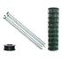 HORTUS Garden Fence Set, 10x10 cm Mesh, 60 cm x 25 m, with Rebar Posts, Green