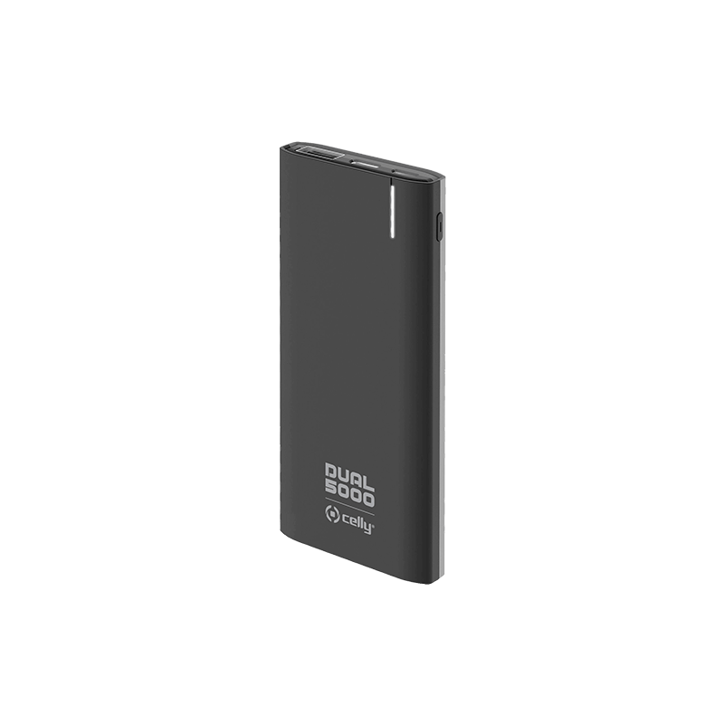 Celly Dual 5000mAh Power Bank, Black