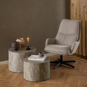 Actona Dice Round Coffee Table Set, Grey
