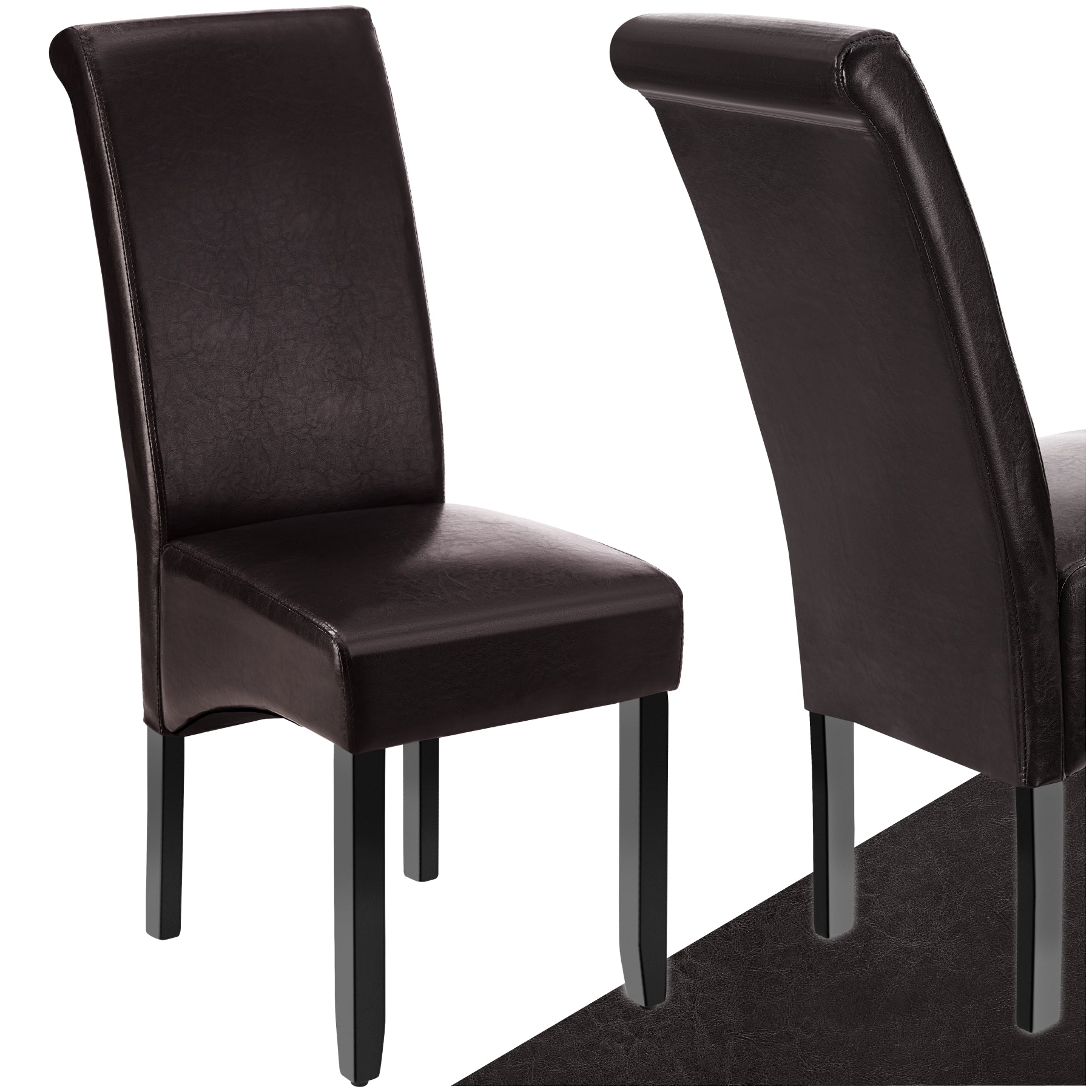 Dining Chair - ergonomic seat shape, high backrest, padded, faux leather