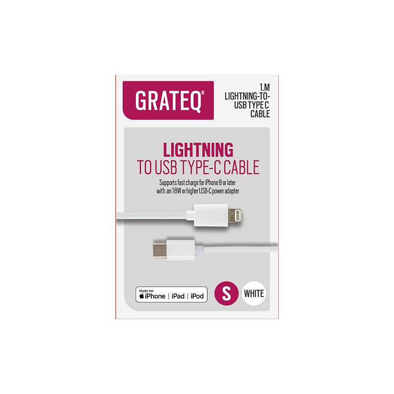 GRATEQ LIGHTNING Cable 1M PD White
