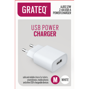 Grateq Ajos 12W USB-A Charger White