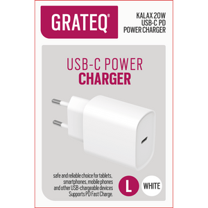 GRATEQ KALAX USB-C 20W PD CHARGER WHITE