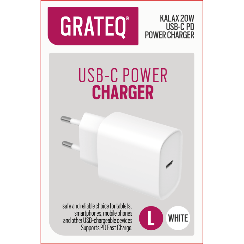 GRATEQ KALAX USB-C 20W PD CHARGER WHITE