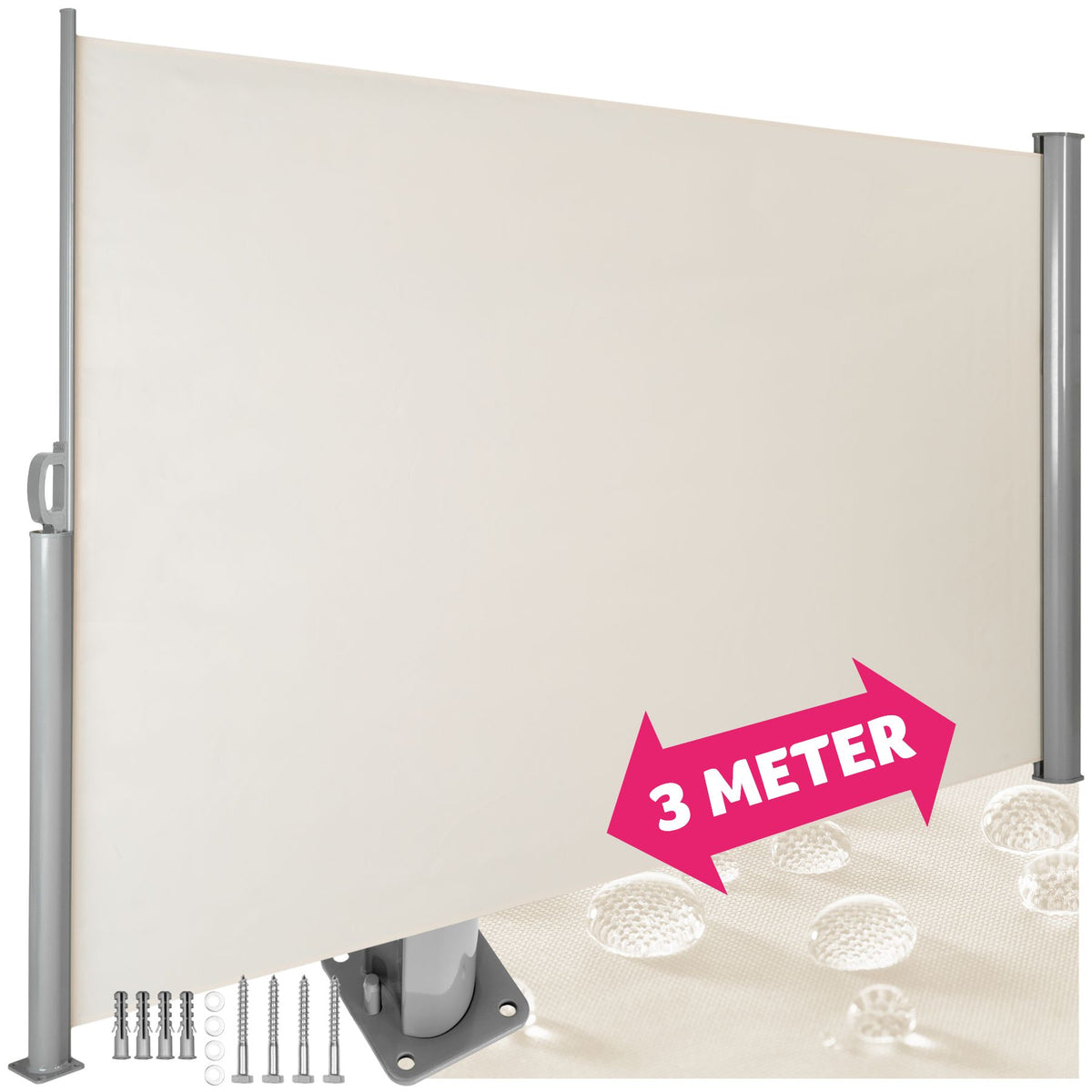Tectake Garden Privacy Screen with Retractable Side Awning and Aluminium Casing