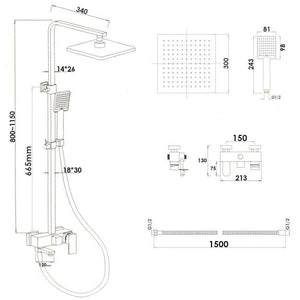 Viking Choice Shower Set, Hand shower and rain shower with bath mixer 30cm