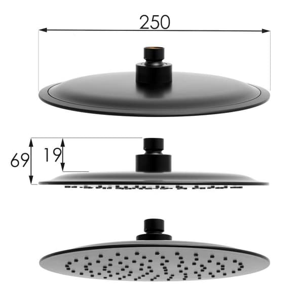 Shower Set - With Thermostatic Faucet and Rain Shower - Black