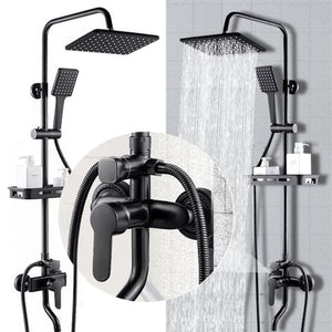 Adjustable Dual Head Bathroom Shower 3-in-1 Faucet Mixer, Exposed Valve