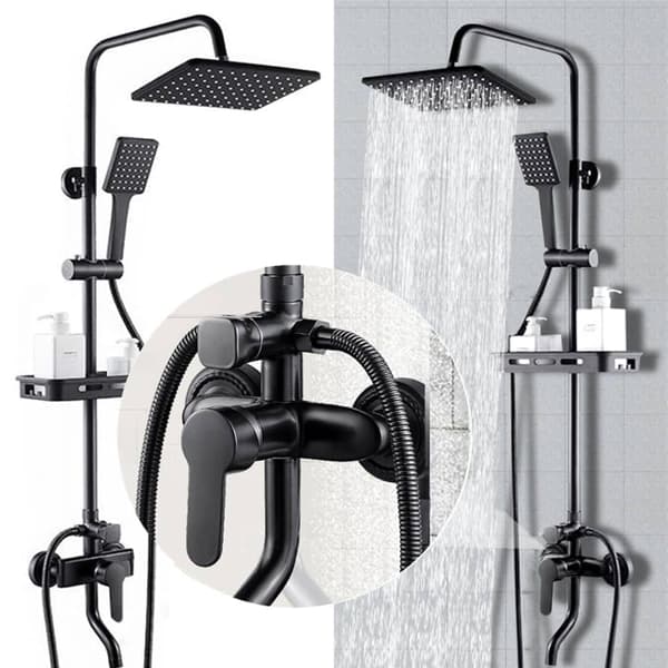 Adjustable Dual Head Bathroom Shower 3-in-1 Faucet Mixer, Exposed Valve