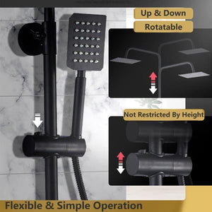 Adjustable Dual Head Bathroom Shower 3-in-1 Faucet Mixer, Exposed Valve