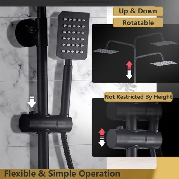 Adjustable Dual Head Bathroom Shower 3-in-1 Faucet Mixer, Exposed Valve