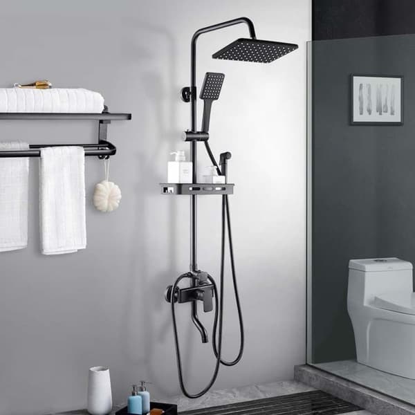 Adjustable Dual Head Bathroom Shower 3-in-1 Faucet Mixer, Exposed Valve