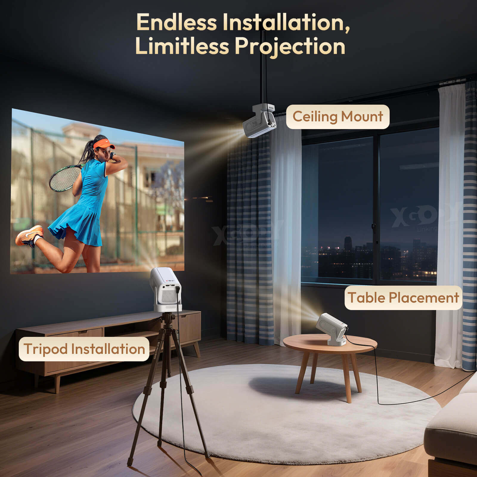 Gimbal 5 PRO Portable Projector Android 14.0, Native 1080P