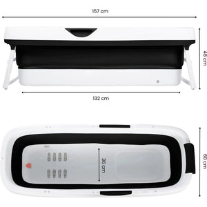 HelloBath Foldable Bathtub for Adults - Silver - 157cm - Extra Long - Including Bath Pillow & Storage Cover