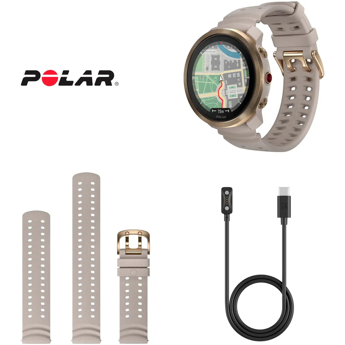 Polar Vantage M3 Sports Watch Greige Gold S-L
