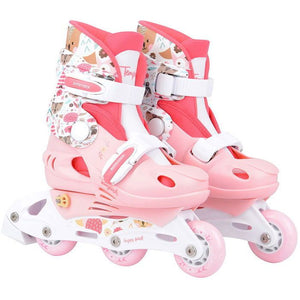 Tempish Wild Skate Set - Inline Skates and Guards, White/Pink, Size 30-33