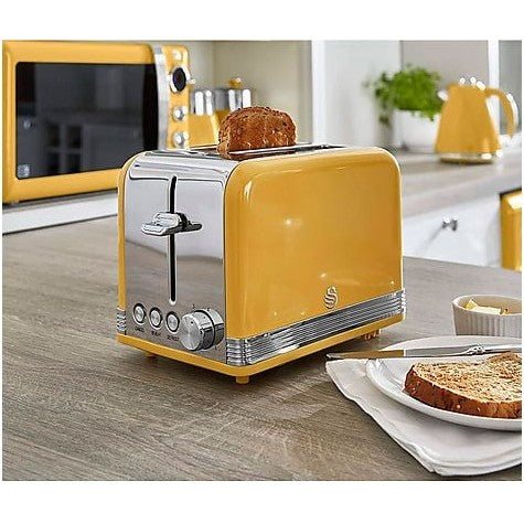 SWAN Retro STP7050YELNEU Toaster and Kettle Set Yellow, 850 Watt, 2 Slots