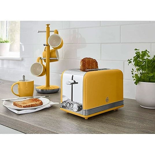 SWAN Retro STP7050YELNEU Toaster and Kettle Set Yellow, 850 Watt, 2 Slots