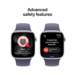 Apple Watch Series 11 GPS 42mm Silver Aluminium Case with Purple Fog Sport Band - S/M