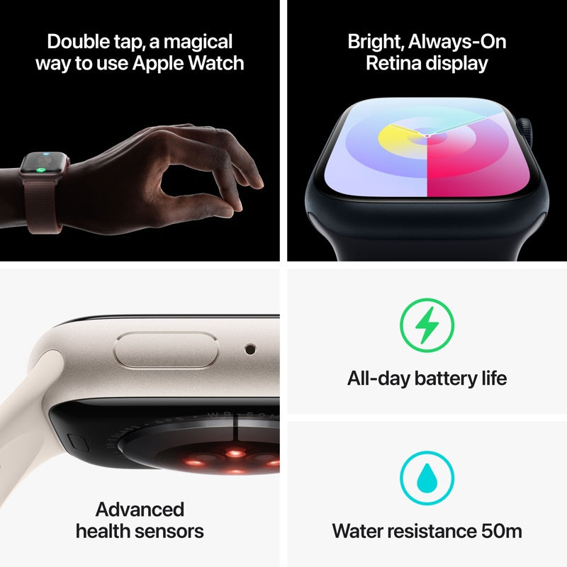 Apple Watch Series 9 GPS 45mm Midnight Blue Aluminum Case with Midnight Blue Sport Band, M/L MR9A3