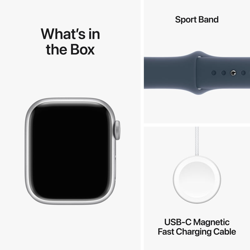 Apple Watch Series 9 GPS+Cellular 45mm Silver aluminium, Storm Blue Sport Band